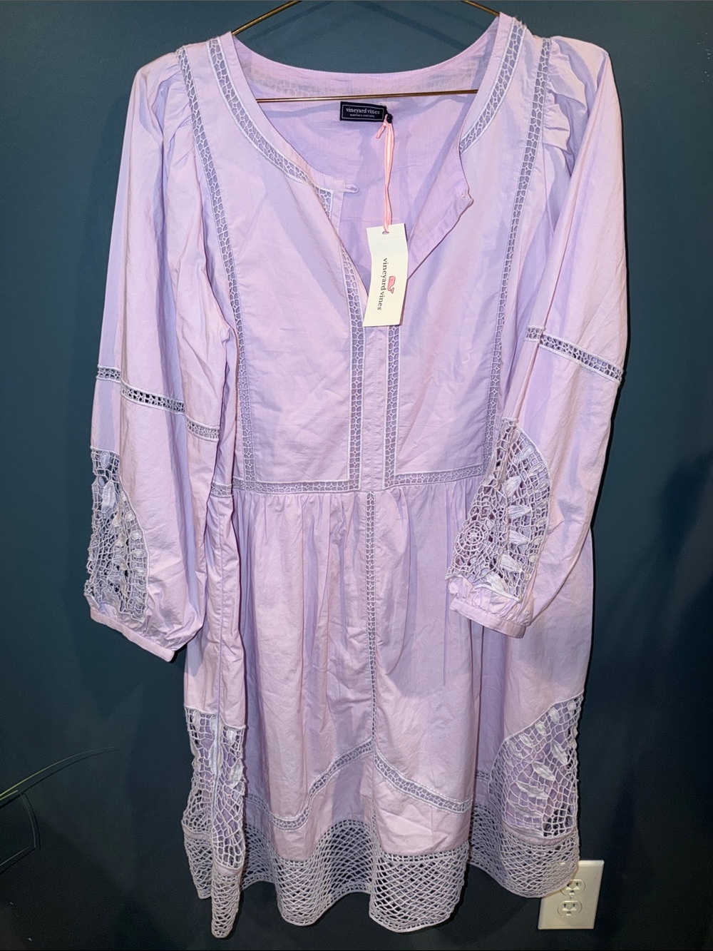 Vineyard Vines Lavender Crochet-Trim Midi Dress
